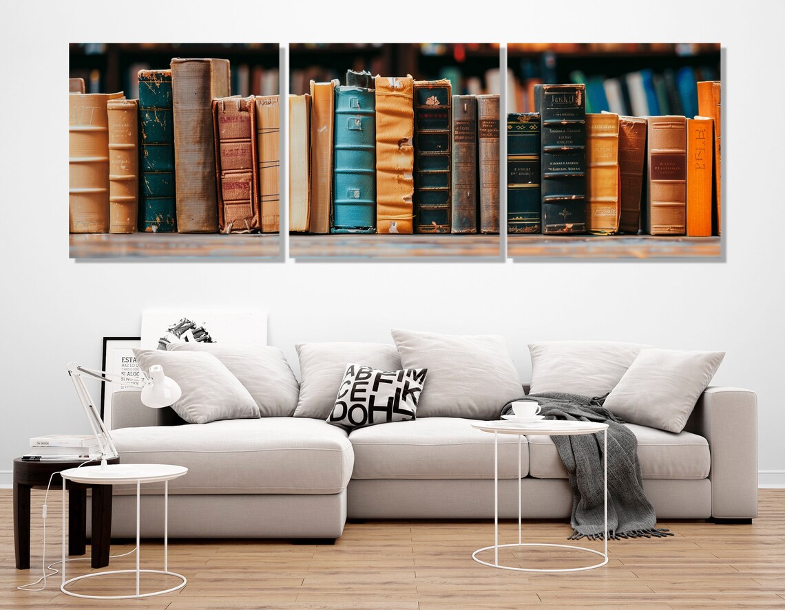 Retro Shelf of Old Books Poster, Library Wall Art - Image 3