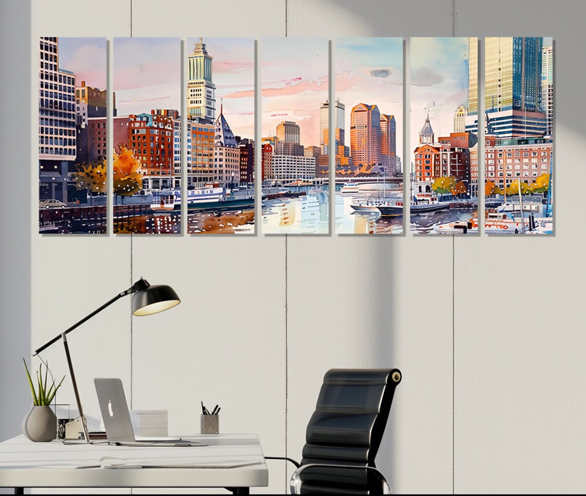 Boston Downtown Skyline Panoramic Wall Art Print - Image 3
