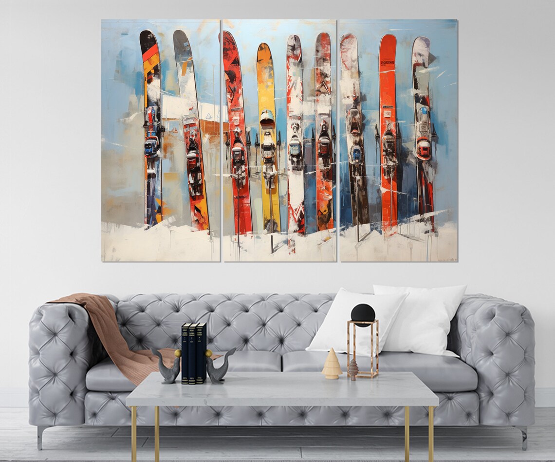 Abstract Ski Painting, Winter Resort Wall Art Print - Image 4