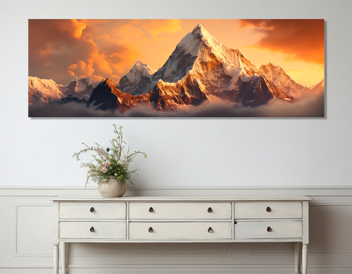 Everest Sunset Himalayas Wall Art Print, Mountain Landscape