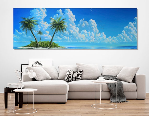 Desert Island Print Island In The Ocean Poster Tropical Painting Tropical Landscape Art Framed And Ready To Hang