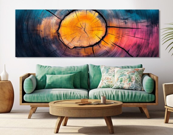 Abstract Tree Rigs Print Wood Cut Wall Art Wood Texture Poster Colorful Wood In Interior Bedroom Decor Framed Ready To Hang