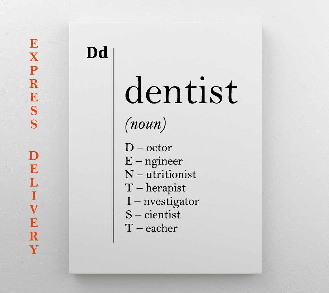 Dentist Definition Art Print, Dental Office Decor
