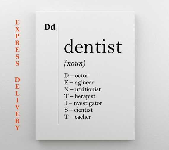 Dentist Definition Art Print, Dental Office Decor