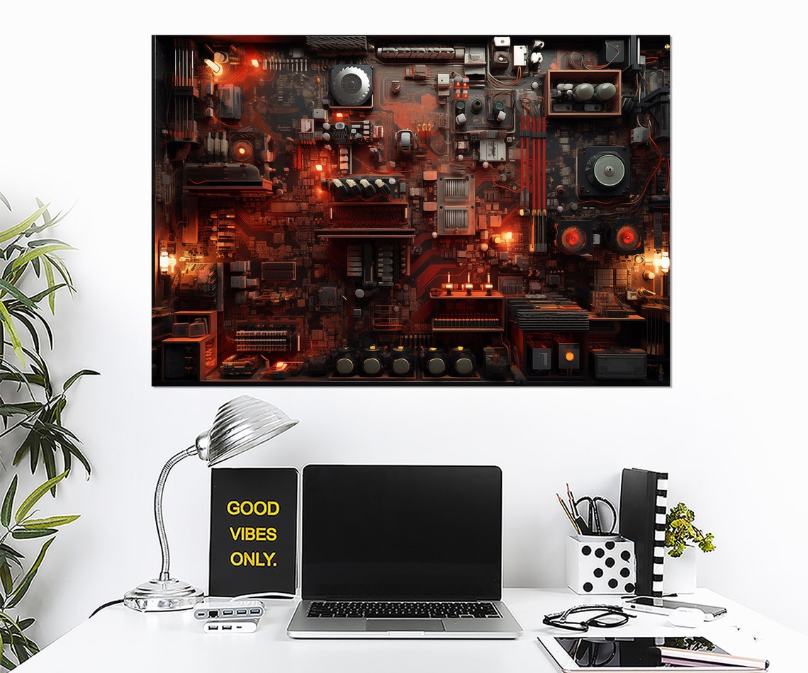 Abstract Microcircuit Print Motherboard Chip Art Engineer Gift Circuit Painting Chip Print - Image 4
