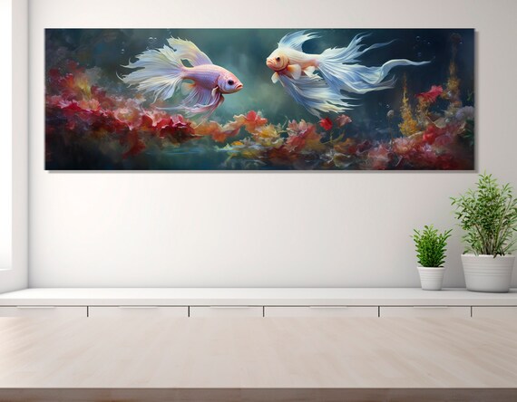 Betta Fish Print Betta Fish Painting Underwater Wall Art Aquarium Art Framed And Ready To Hang