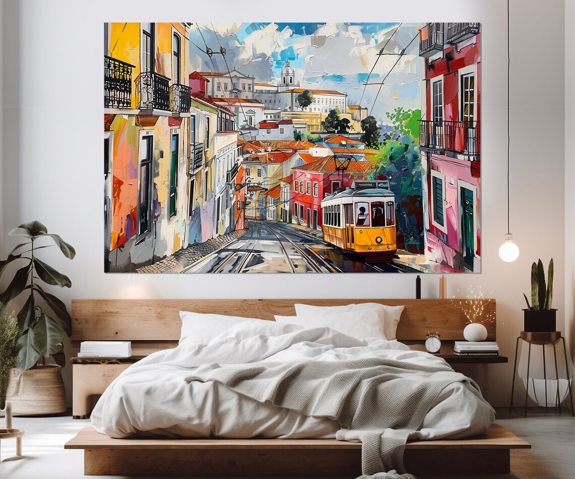 Lisbon Scenic Travel Poster, Portugal Abstract Art