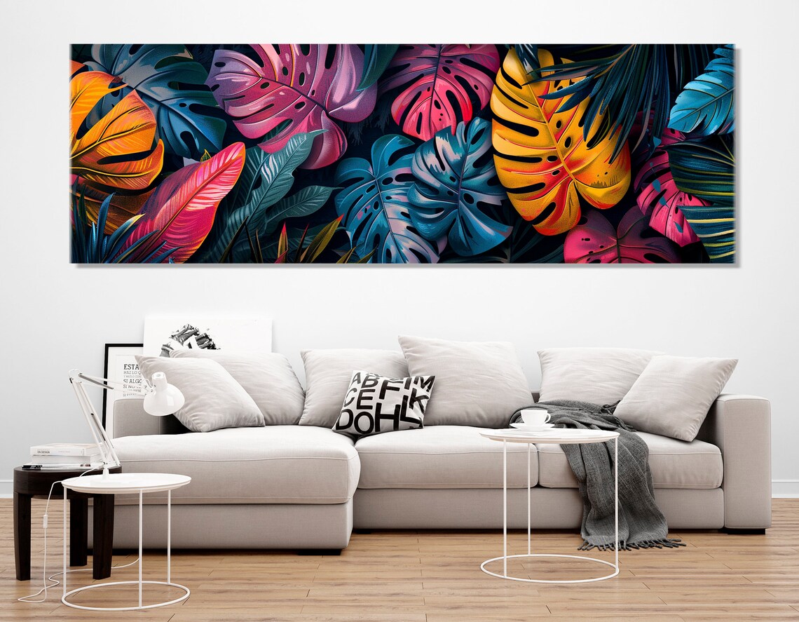 Colorful Tropical Leaves Abstract Tropical Leaf Art Print