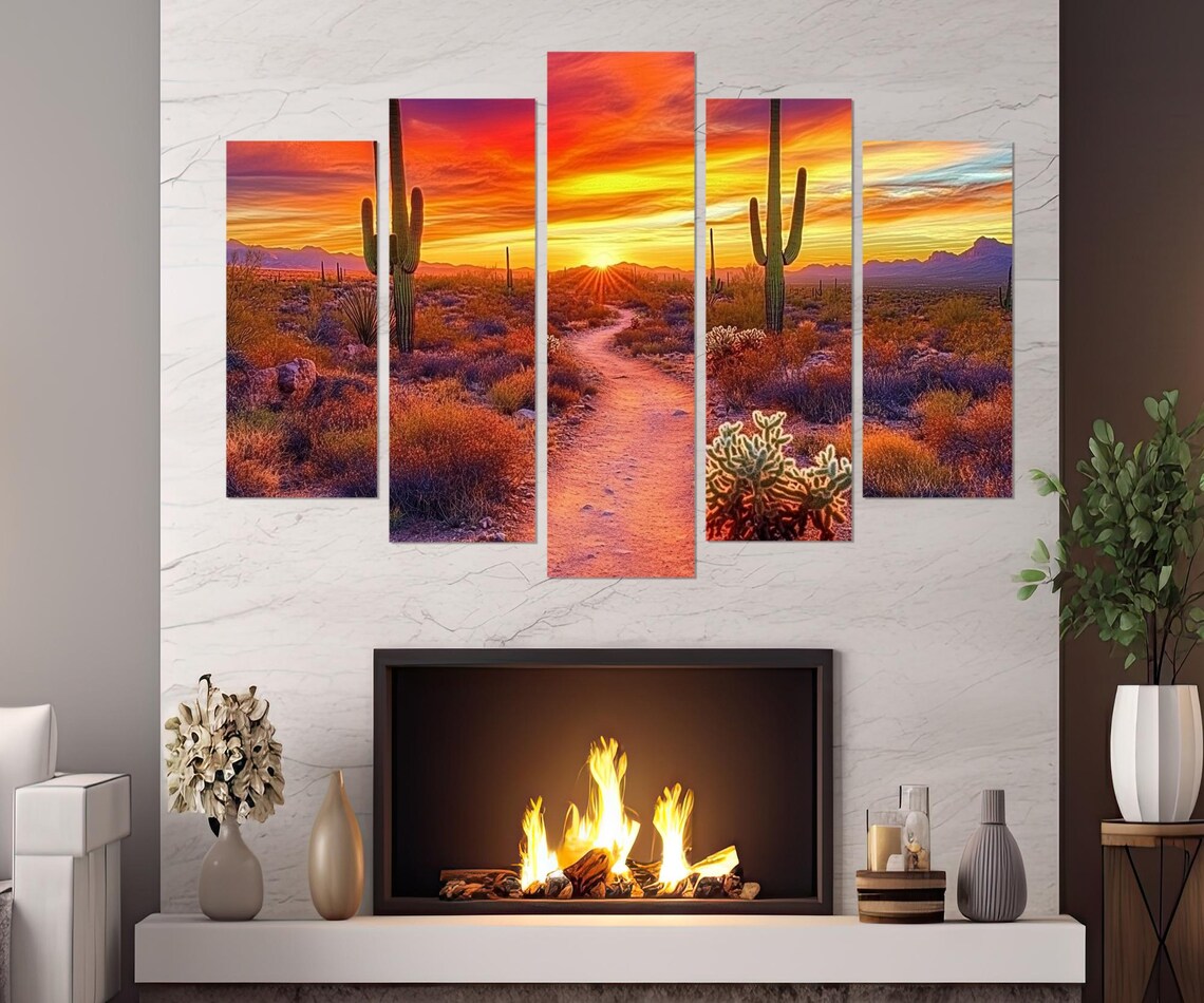 Arizona Desert Sunset, Sonoran Cactus Wall Art Print - Image 3