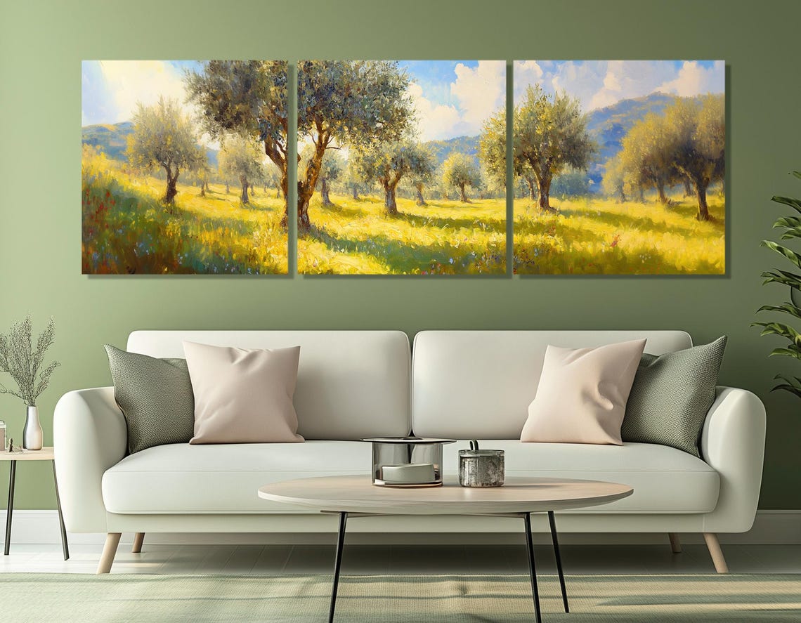 Sunlit Olive Grove Golden Field Impressionist Countryside Art Poster - Image 4