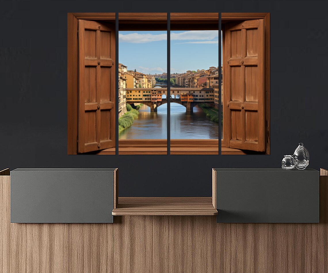 Open Window With Ponte Vecchio Florence View - Image 2