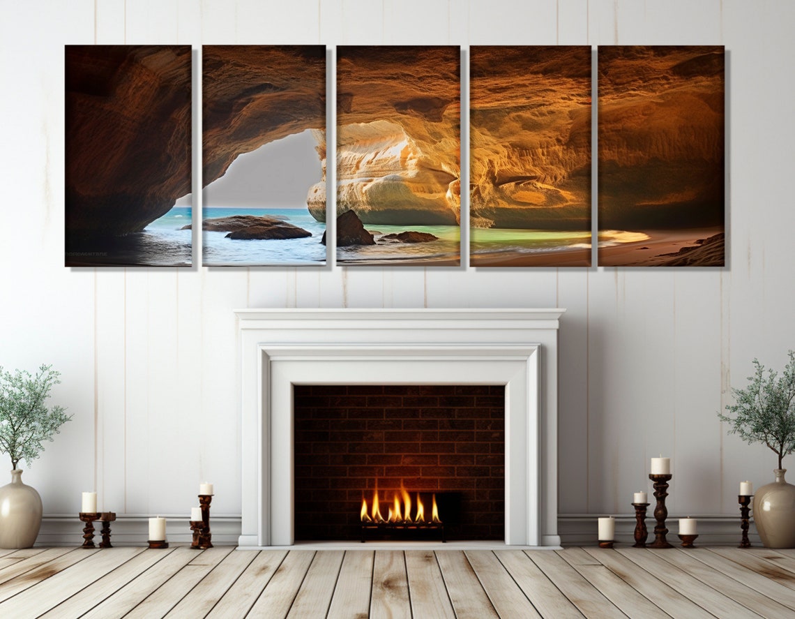 Benagil Cave Algarve Portugal Golden Sea Cave Beach View Poster - Image 3