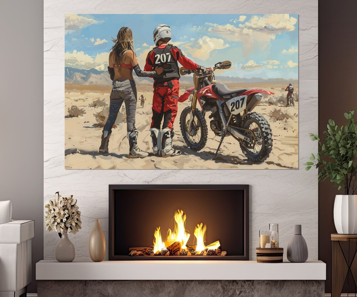 Dirt Bike Rider Desert Motocross Race Number 207 Action Sport Poster