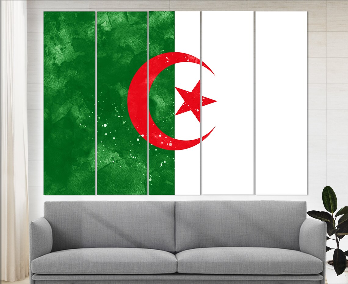 Algeria Flag Watercolor Green White Crescent Star Patriotic Art Poster - Image 3