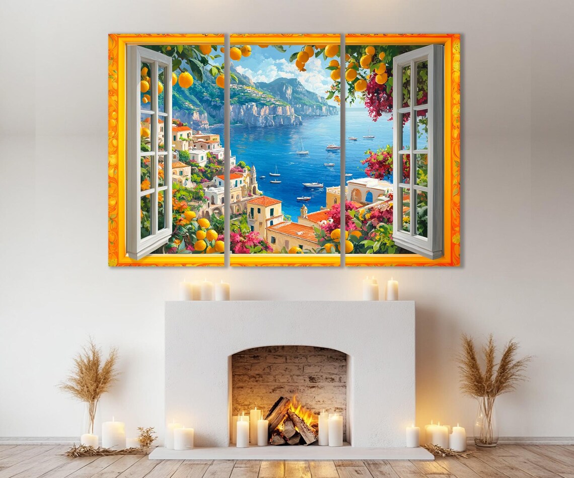 Amalfi Coast Open Window to Italy Travel Poster - Image 3