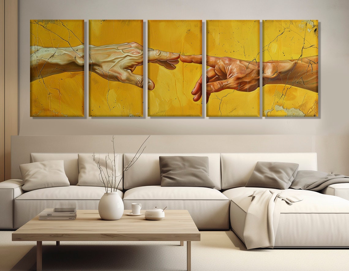 Abstract Hands Painting In Michelangelo Style Print Michelangelo Wall Art Renaissance Wall Art Framed And Ready To Hang - Image 3