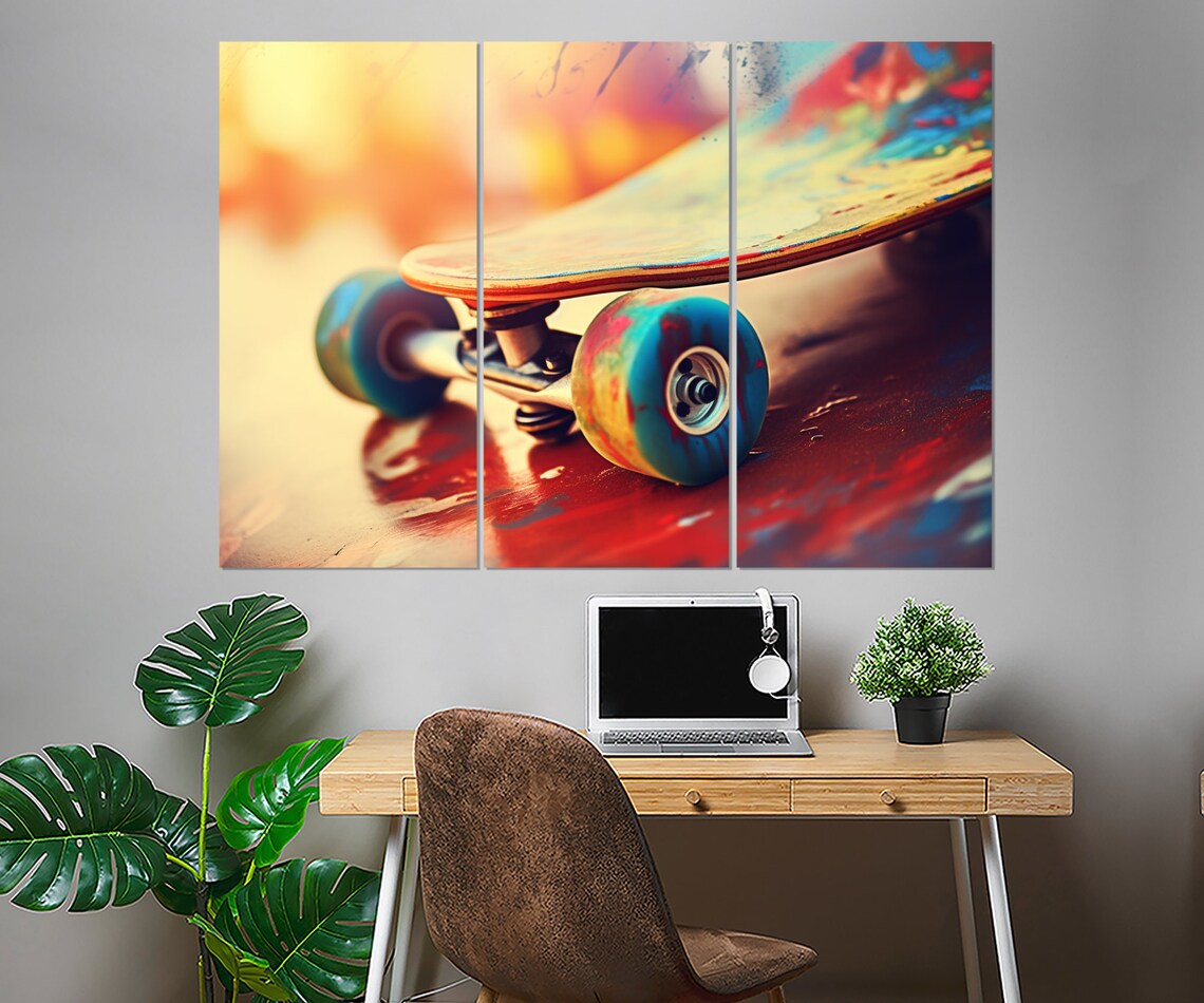 Skateboarding Wall Art Abstract Skateboard Print Skateboarder Gift Skateboard Poster Framed And Ready To Hang - Image 4