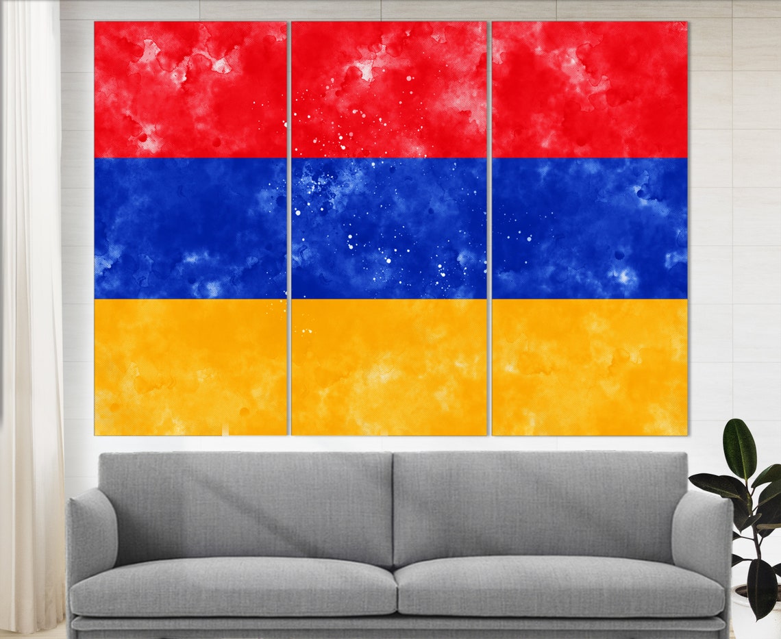 Armenia Flag Watercolor Red Blue Orange Patriotic Wall Art Poster - Image 4