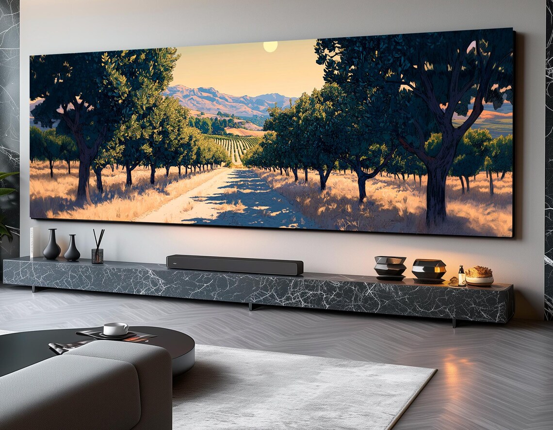 Sunlit Olive Grove in California, Landscape Art Print - Image 2