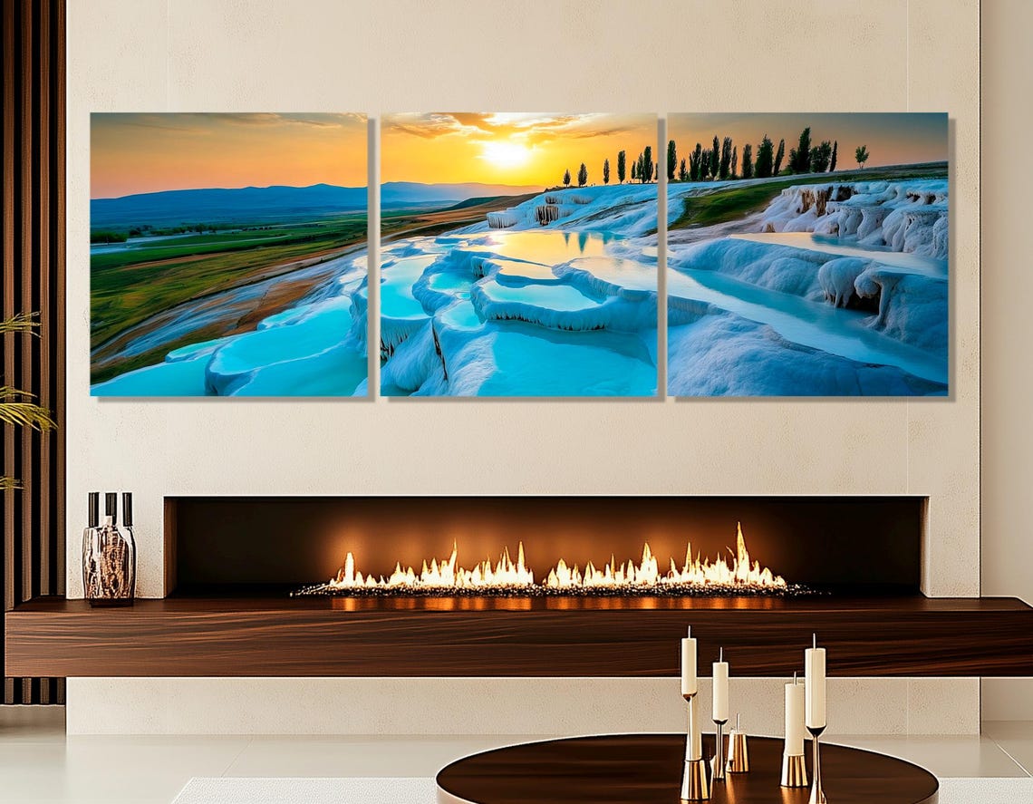 Pamukkale Turkey White Travertine Terraces Sunset Pools Travel Poster - Image 4