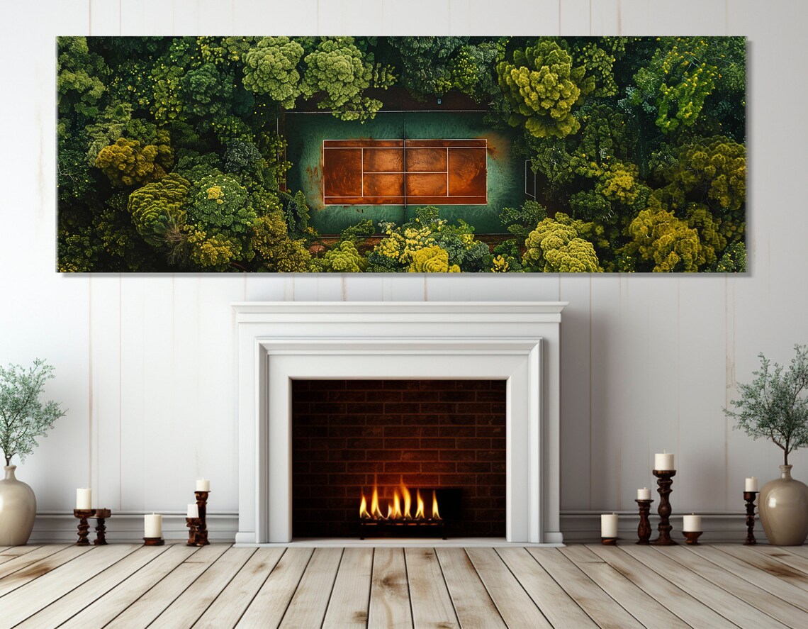 Abstract Tennis Court in Deep Green Forest Art Print - Image 2