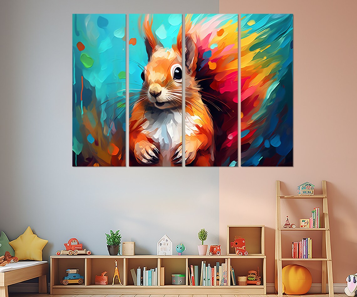 Cute Squirrel Abstract Art Print, Animal Decor - Image 2