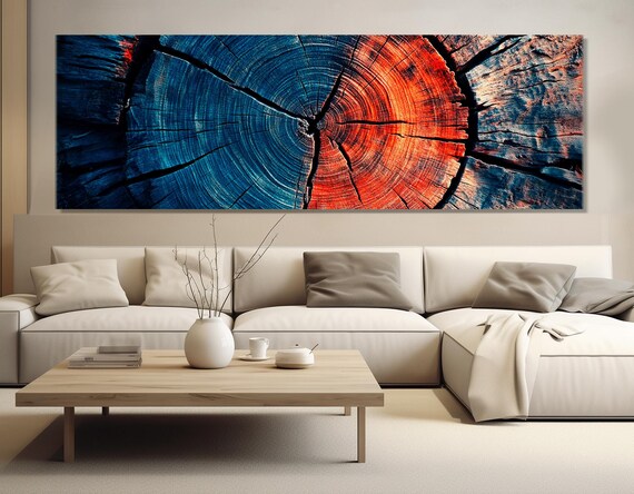 Colorful Wood Texture Minimalist Print Tree Cut Wall Art Wood In Interior Bedroom Wall Decor Framed Ready To Hang