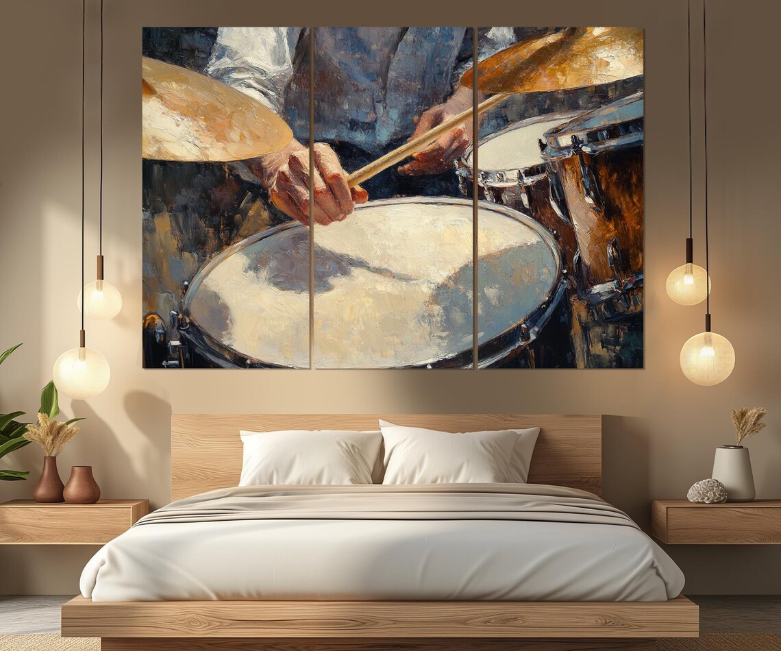 Drummer Close Up Hands Snare Drum Cymbals Painterly Music Wall Art Poster - Image 4