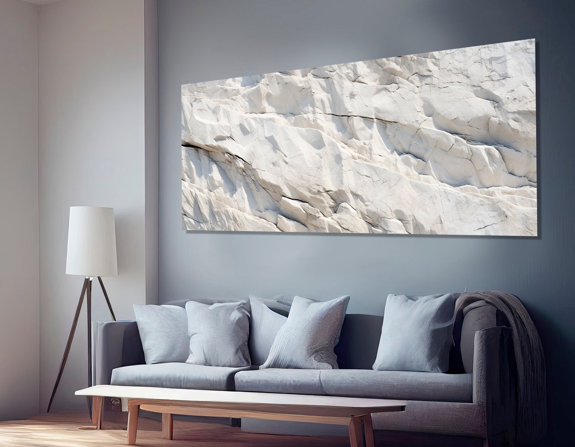 White Marble Stone Texture Triptych Minimalist Modern Interior Poster - Image 3