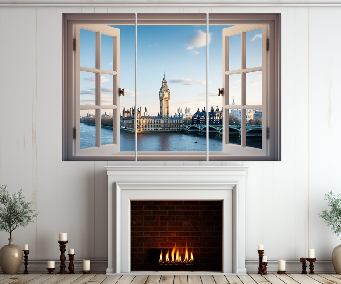 Open Window Big Ben Westminster Palace London View Wall Art Poster - Image 2