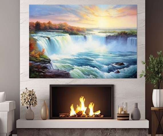 Scenic Niagara Falls Painting Print Niagara Waterfall Art Framed And Ready To Hang