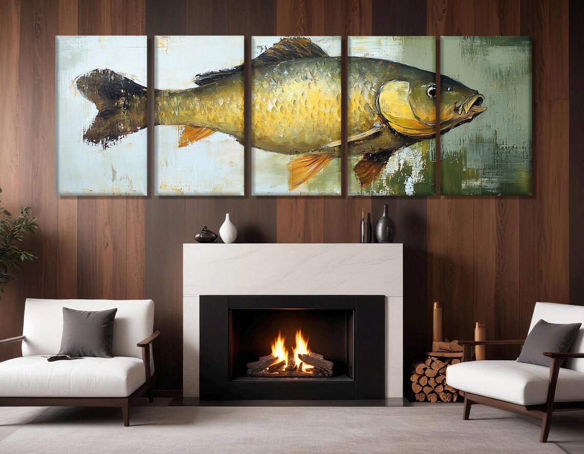 Carp Fish Painting Art Print, Fishing Wall Decor - Image 4