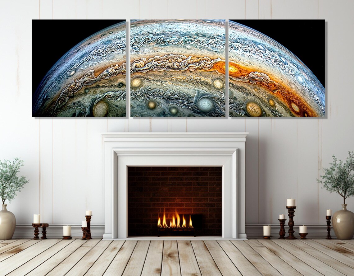 Jupiter Planet Storm Clouds Panoramic Space Art Colorful Wall Art Print - Image 4