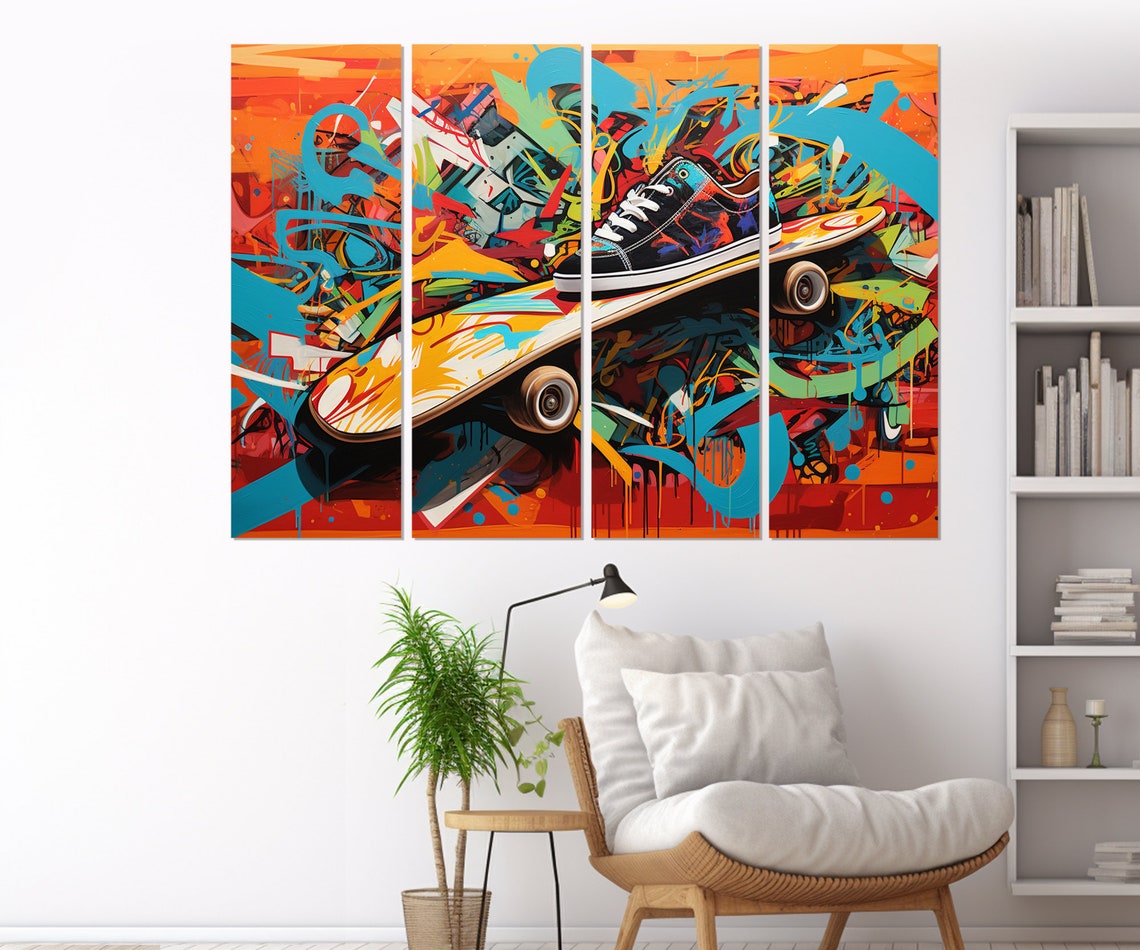 Skateboard Graffiti Street Art Colorful Sneaker Skater Pop Art Poster - Image 2