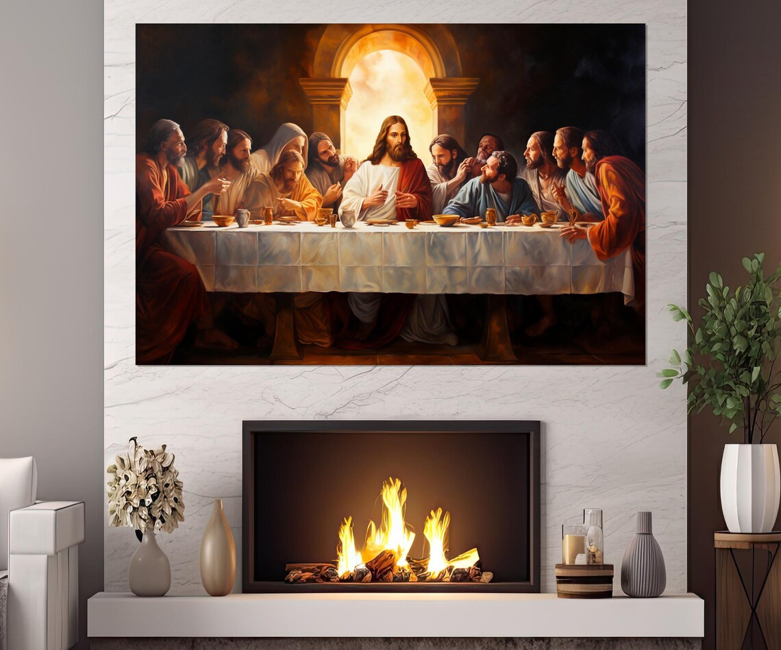 Last Supper Inspired Religious Jesus Christ Art Print