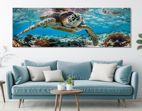 Sea Turtle Ocean Wall Art Print, Sea Life Poster
