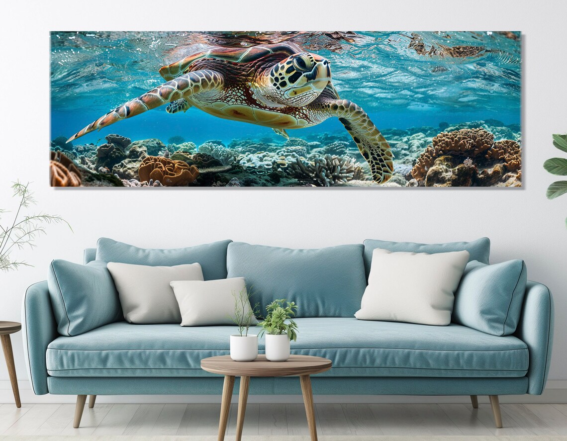 Sea Turtle Ocean Wall Art Print, Sea Life Poster