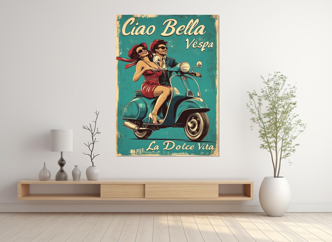 Ciao Bella Vintage Italian Travel Poster, Retro Style - Image 2