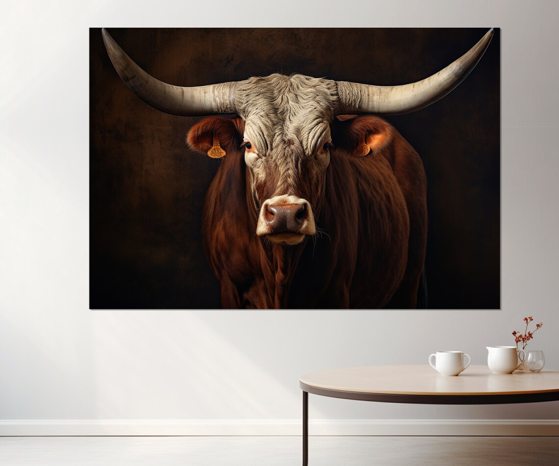 Texas Longhorn Art Print, Farm Animal Wall Decor - Image 3
