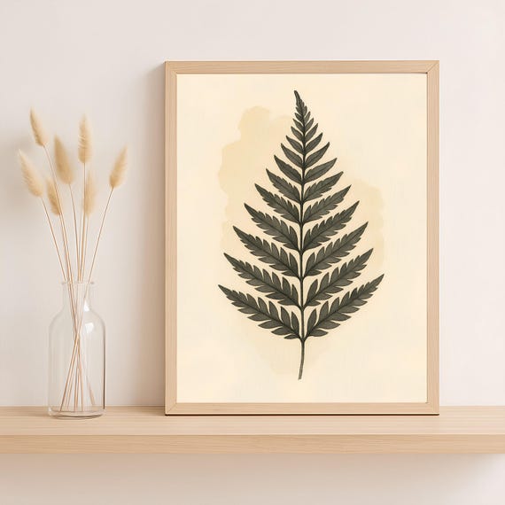 Minimalist Fern Wall Art Black Botanical Leaf Print Modern Natural History Poster Png For Home Decor