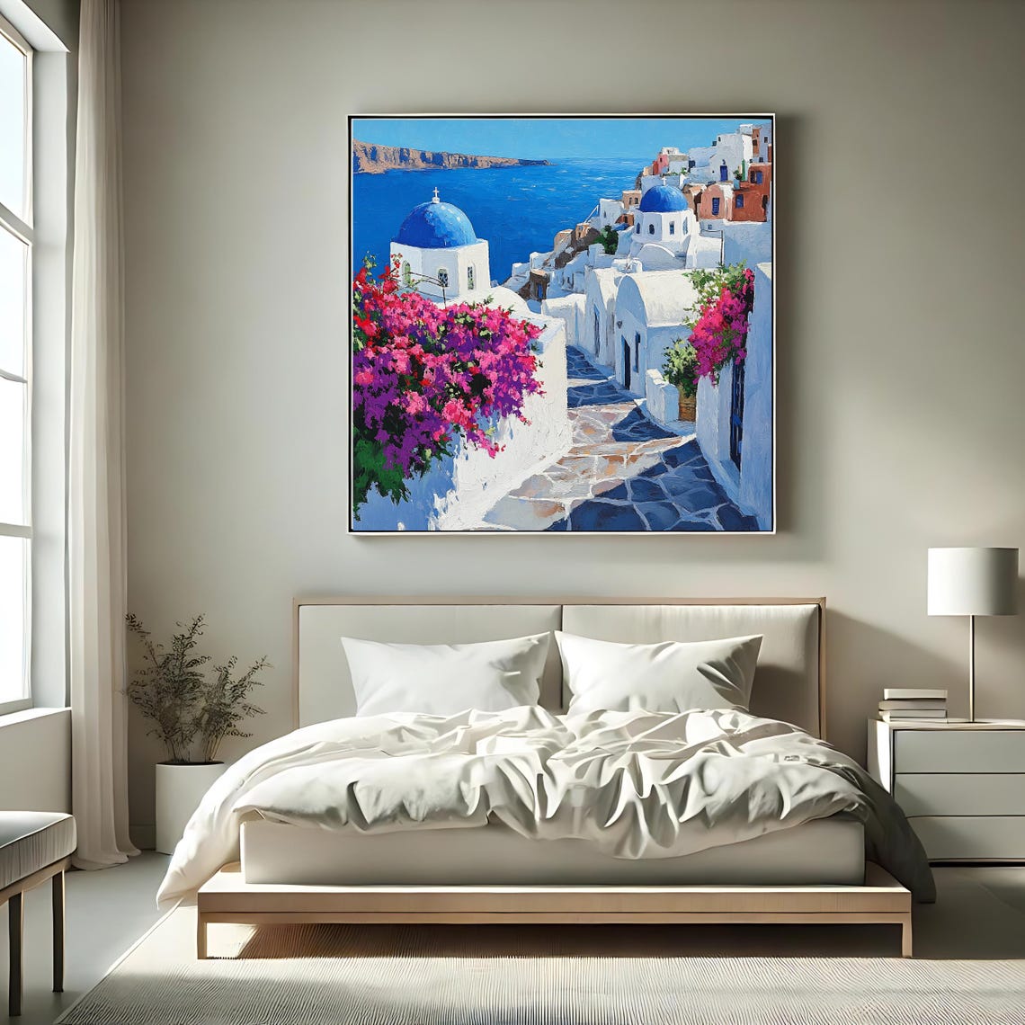 Santorini Greece Oia Blue Domes Sunset Caldera View Travel Poster - Image 2