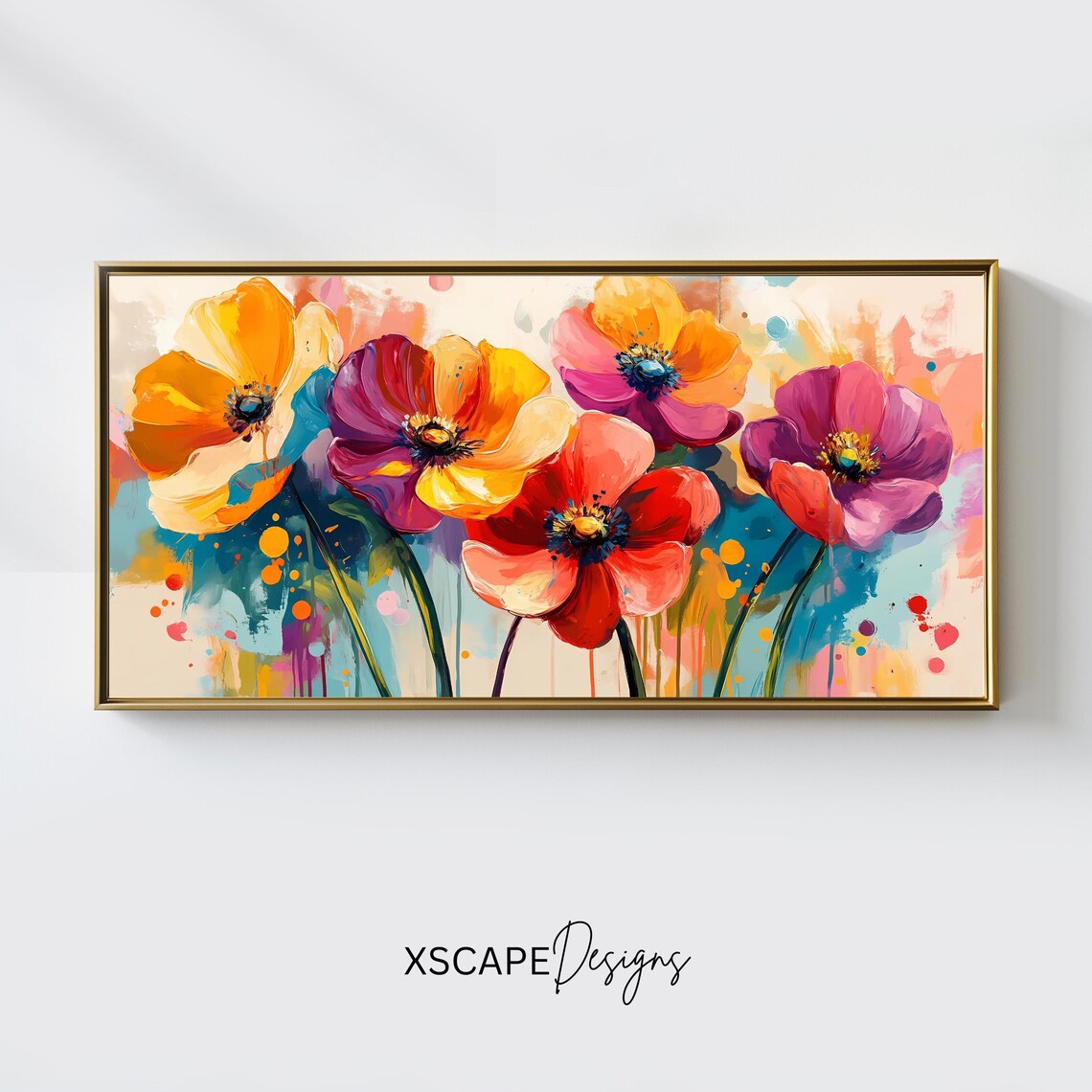 Vibrant Poppy Flowers, Bold Floral Wall Art Print