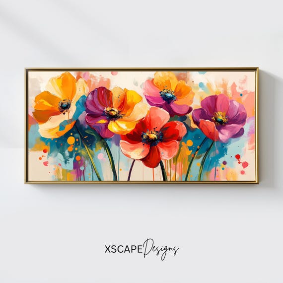 Vibrant Poppy Flowers, Bold Floral Wall Art Print