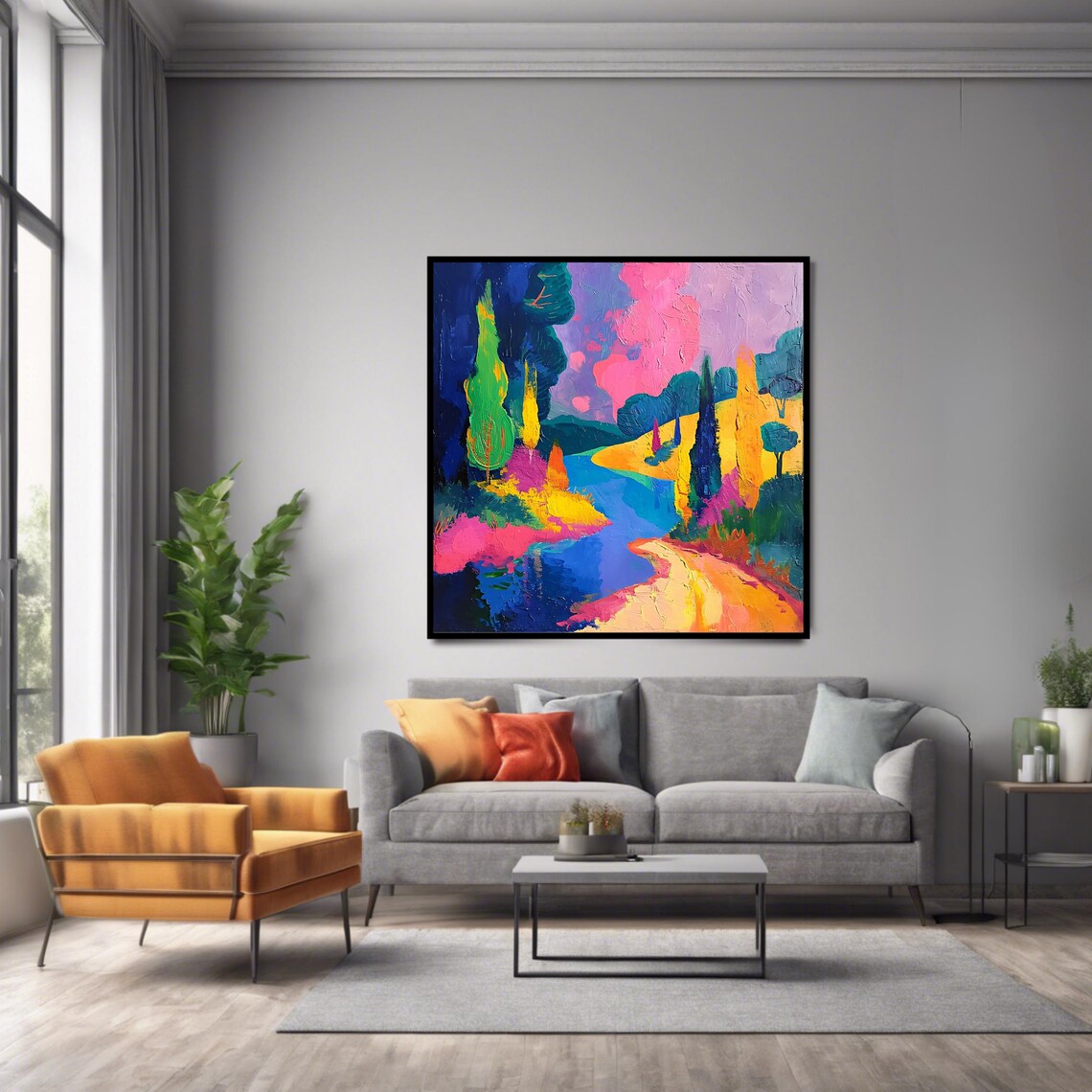Abstract Landscape, Vibrant Countryside Art Print - Image 2