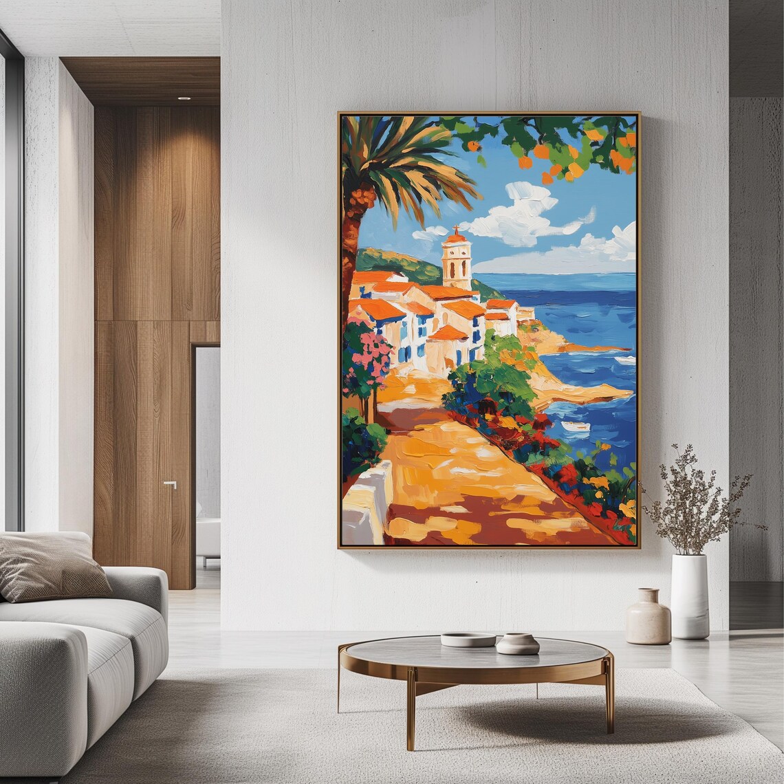 Mediterranean Coastal Art Print, Seaside Village - Image 3