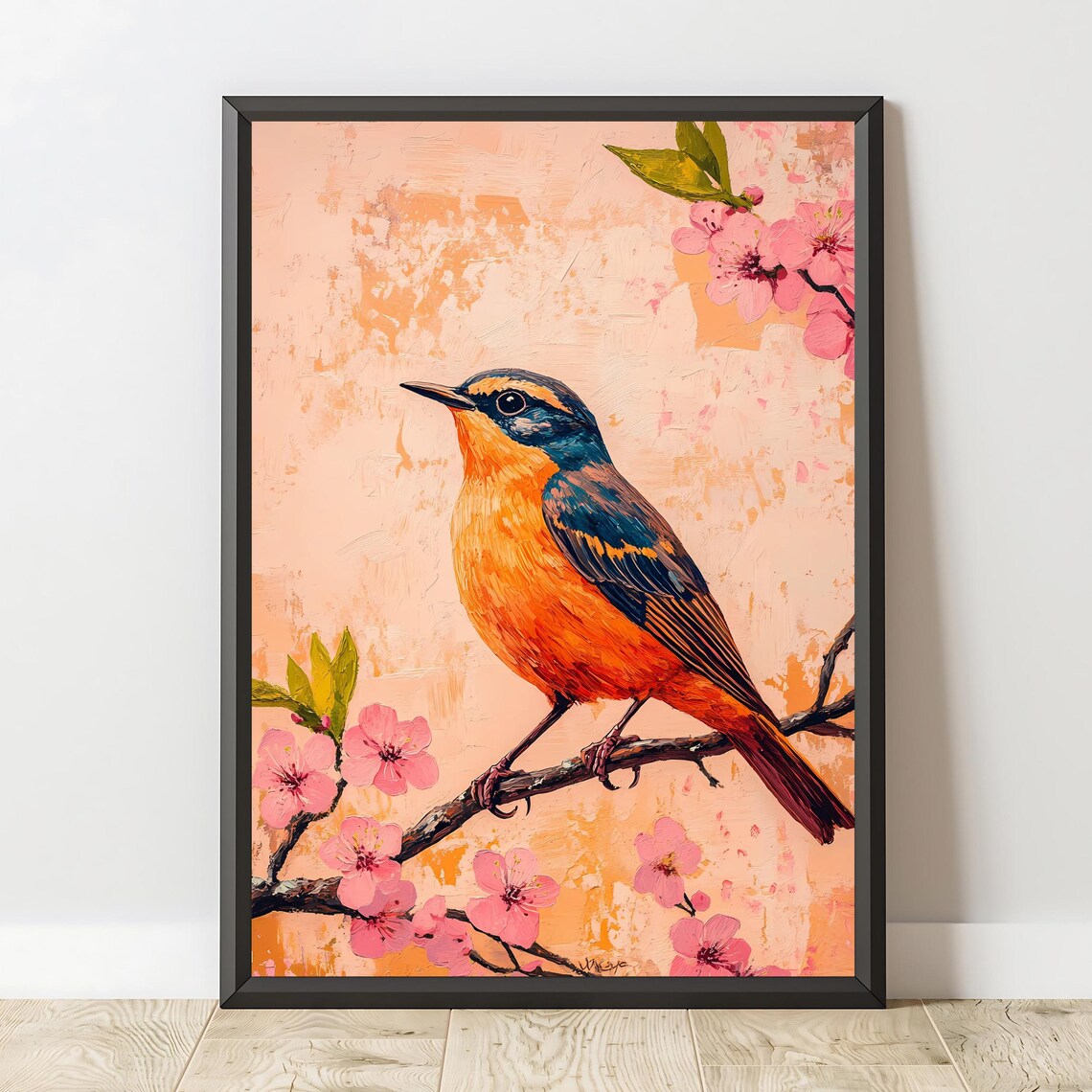 Bird Blossom Art Print, Floral Spring Nature - Image 2