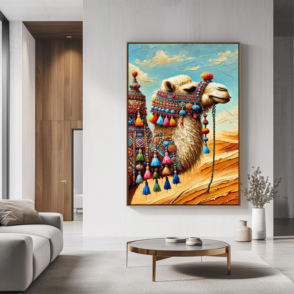 Decorated Camel Colorful Tassels Moroccan Desert Boho Animal Art Print - Image 3