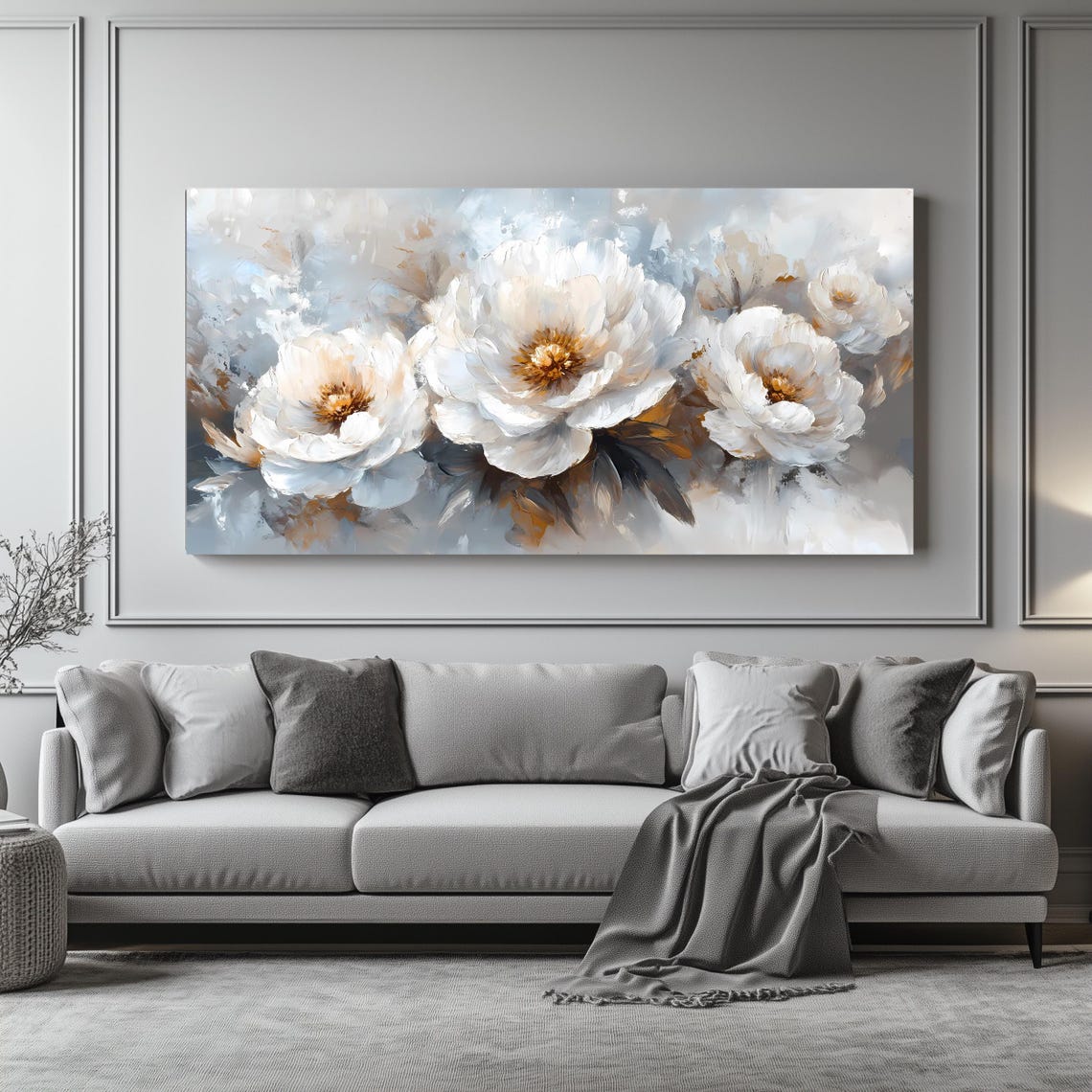 White Peony Botanical Floral Art Print - Image 4