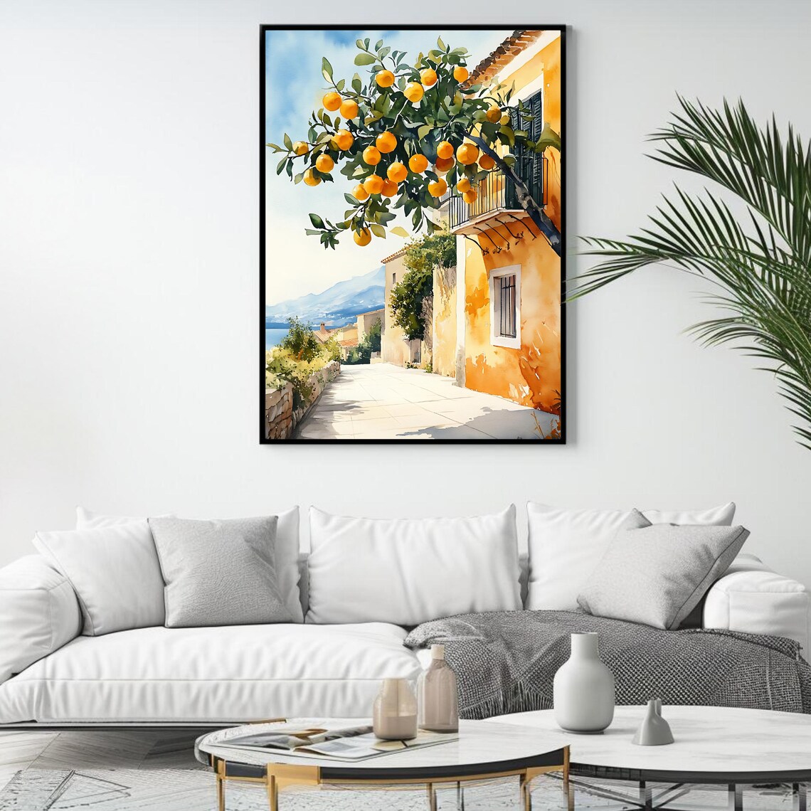 Orange Tree Art Print, Mediterranean Village Decor - Image 4