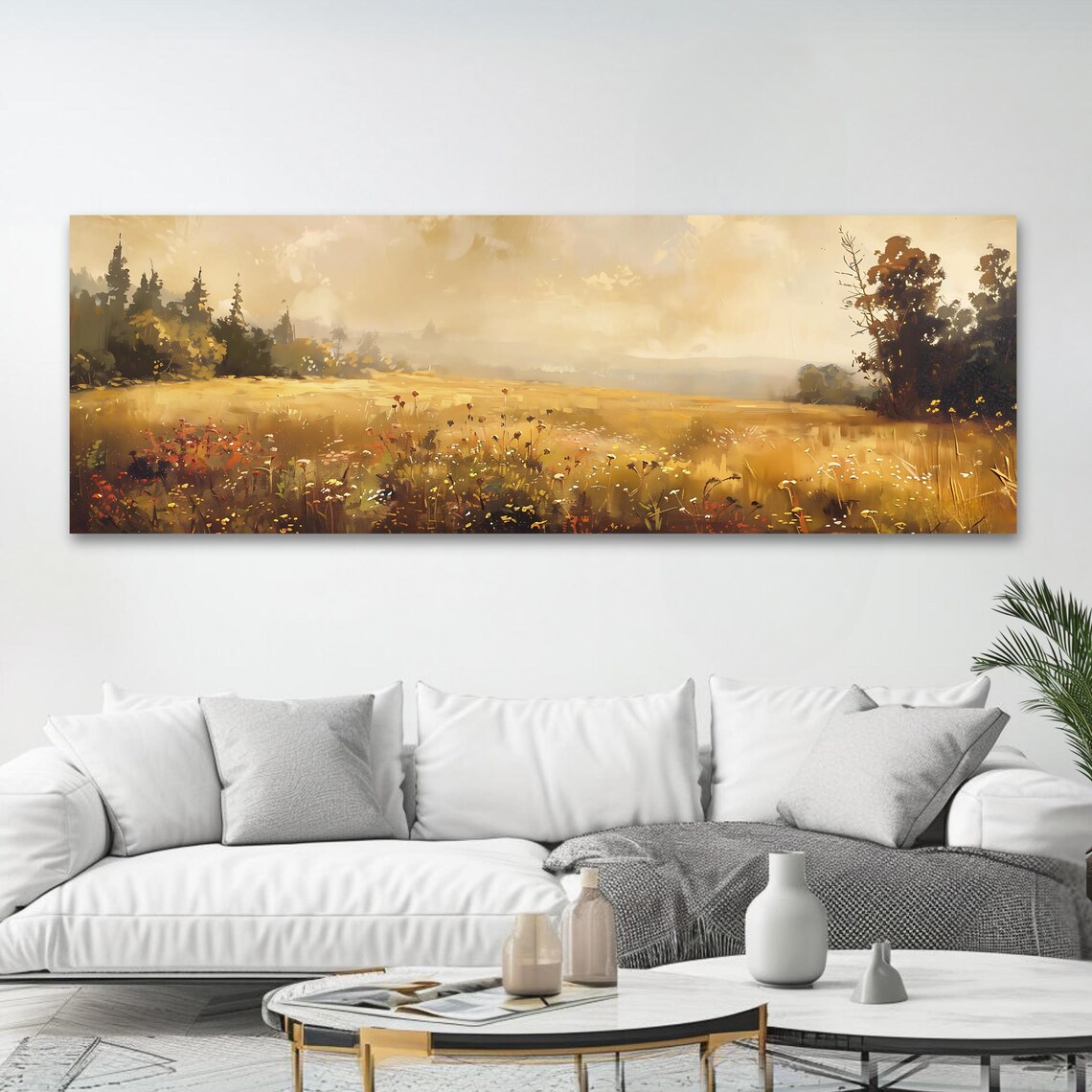 Panoramic Meadow Art Print, Rustic Countryside - Image 4